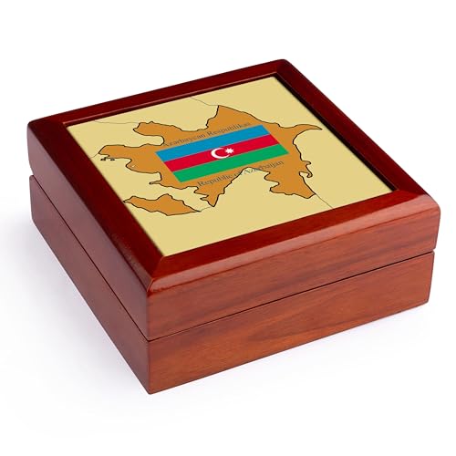 3dRose Map and Flag of Azerbaijan with Republic of Azerbaijan printed in English and Azerbaijani, Jewelry Box jb-47321-1
