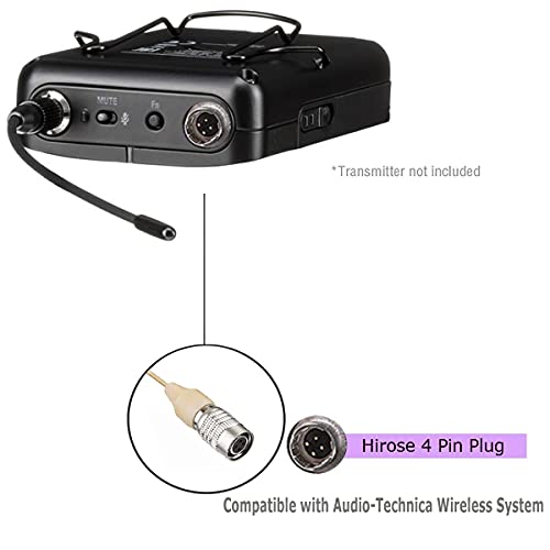Haoin Headset Microphone Double Over Ear Earset Over Ear Headworn Mic Compatible With Audio-Technica Wireless System Bodypack Transmitter With 1.2M Cable Windscreen Hirose 4 Pin Plug #TOP5