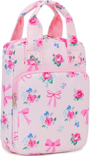 DSIUE Kids Bible Cover Case Gilrs Cute Bible Carrying Case Book Holder/Carrier/Bag with Handle and Pockets Bow Floral