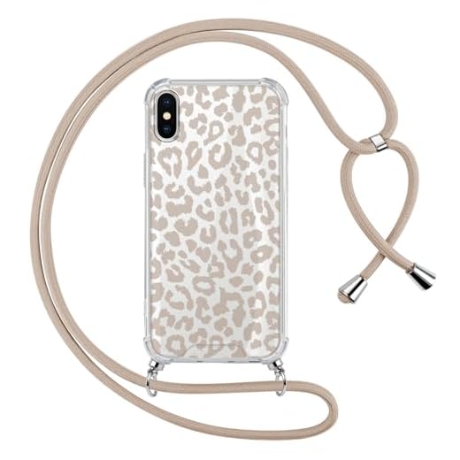 ZhuoFan Handykette Handyhülle für iPhone XS/iPhone X Hülle mit Band, Transparent Aesthetic Leopard Muster Schwarz Schutzhülle Silikon PC mit Kordel zum Umhängen Necklace Lanyard Case, 01