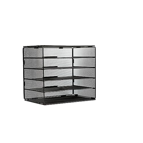JEBELE Office Desk Organiser, 5 Tiers A4 File File Organiser Magazine Holder A4 Paper Storage Rack, Office Desk File Document Holder, Black - Image 3