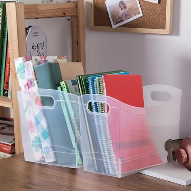 Clear Stackable Storage Bins 12 Qt Plastic Containers with Handle for Pantry Organizer and Storage,Perfect for Bathroom,Cabinet,Kitchen,Fridge,Closet Organization (2)