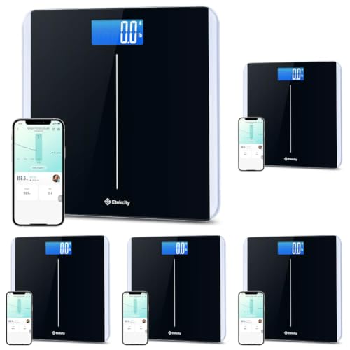 Image of Etekcity Smart Digital Bathroom Scale for Body Weight and BMI, Black, 11 x 11 inches (Pack of 5)