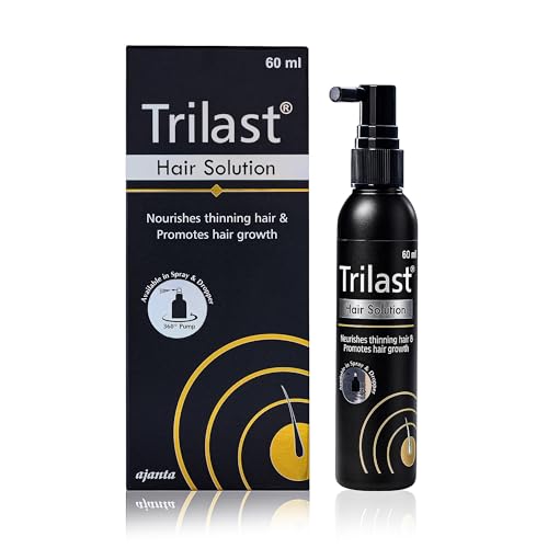 Image of Trilast Hair Care Lotion: Biotin, Niacinamide, Collagen & Wheat Protein for Hair Regrowth, Thickening, Strengthening & Repair 360 Spray + Dropper - Dermatologically Tested - 60ml,Pack of 2