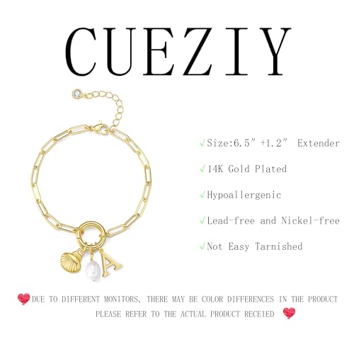 Charm Bracelets for Women - Gold Shell & Pearl Bracelets with Initial & Letter Charms4