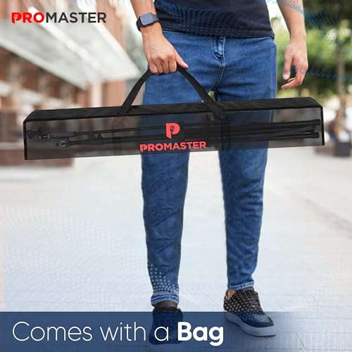 ProMaster Tripod Microphone Stand - Universal and Adjustable Professional Audio Telescopic Gooseneck, Boom Arm Tripod Microphone Stand with Universal ⅝” Adapter - Black