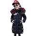 Produktbild LSERVER Winter Mädchen Verdickung Farbe Pelzkragen Daunenjacke Lange Winterjacke, Schwarz, 122/128(Fabrikgröße: 130)