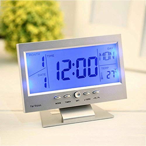 Image of Plastic Digital LCD Clock with Calendar, Temperature Sensor, Alarm for Table and Study Desk, Big Digit Clock, 6 cm, Random