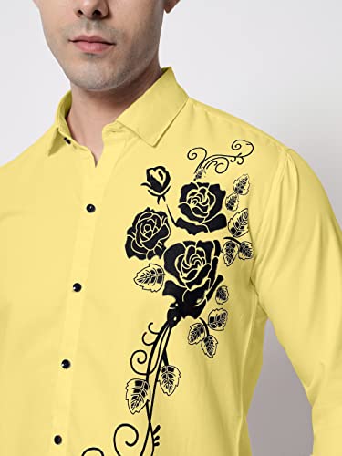 Image of Zombom Men's Regular Fit Cotton Blend Printed Spread Collar Full Sleeve Casual Shirt