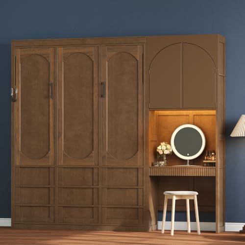 MERITLINE Queen Murphy Bed with Vanity Desk