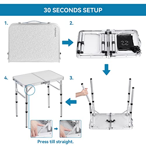 Hipahipa Camping Table With Detachable Net Layer Portable Small Folding Alumiumum Table Adjustable Height With 2 Hooks Easy Holders Sturdy Outdoor Picnic Beach Bbq Cooking #TOP7
