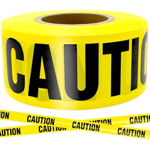 ZMCINER Yellow Caution Tape, 3" x2000ft Caution Tape Bright Yellow & Bold Black Text for Danger/Hazard Areas/Crime Scene Halloween Party Decorations Cover