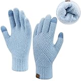 chemise femme bleu ciel Double couche de matériel thermique-Les gants d'hiver pour femmes sont dotés d'une doublure en nylon polaire et d'une couche extérieure en polyester acrylique, offrant deux fois plus de chaleur que les gants tricotés à une seule couche. Doux et respectueux de la peau, léger et respirant, il reste au chaud toute la journée sans étouffer.