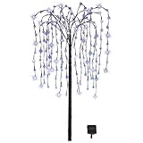 Collections Etc. LED Solar Willow Tree, Outdoor Solar Tree with Colorful Solar-Powered Lights with Adjustable Branches, Purple Lights