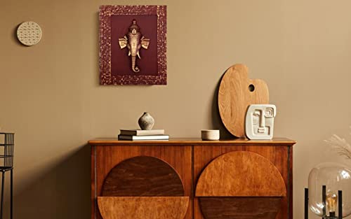 Image of Ganesha Ji Wall Hanging Decorative Figure with Frame Murti /Idol Religious Spiritual Decor for Office Home & Temple Color - Copper