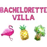 LaVenty Bachelorette Villa Balloon Banner Sign Flamingo Palm Tree Ring Balloon for Love Island Themed Bachelorette Party Decorations Beach Bach Birdal Shower Decor