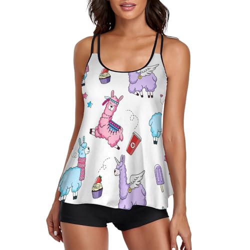 Ensemble bikini avec short de garçon dissimulant le ventre pour femme active