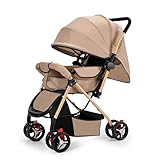 Kinderwagen 2 In 1, Buggy Mit Zwei Umkehrbaren Schiebemodi, Kinderwagen Mit Rahmen Aluminiumlegierung, Kombikinderwagen Mit Ein-Klick-Faltdesign(Khaki)