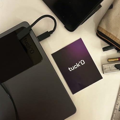 Image of Tuck'd Portable SSD Hard Drive Sleeve - Reusable Adhesive Laptop Mount - Stick-On External Storage Holder for MacBook & Tablets - Travel Pocket Pouch for SSD, Cables & Accessories (Small, Black)