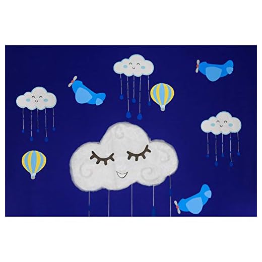 Cassisy 3x2m Vinilo Cumpleaños Telon de Fondo Patrón de Dibujos Animados Avión Nube Cielo Globo aerostático Fondos para Fotografia Party Infantil Photo Studio Prop Photo Booth