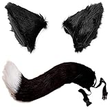 Material: Kunstpelz Halloween Kostüme Kunstpelz Fuchsschwanz Mit Katze Fox Pelz Ohren Haarspange Headwear für Teenager und Erwachsene