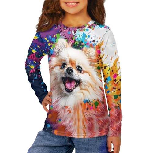 Uourmeti Kids Long Sleeve T Shirts for Girls Gym Clothes Teens Fall Tops Dressy Casual Graphic Tees