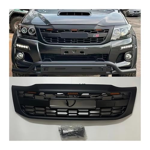 Modified GR Racing Grill Compatible with Hilux Vigo 2012 2013 2014 Radiator Grille LED Front Grills Bumper Mask Mesh Cov