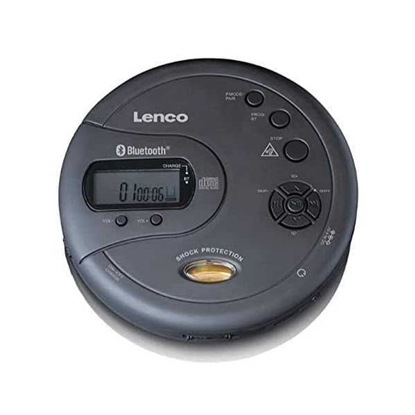 Lenco CD-300 – Tragbarer CD-Player Walkman – Bluetooth Diskman – CD Walkman – MP3 Funktion – Antishock – 2 x 2000mAh…