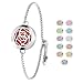 Essential Oil Diffuser Bracelet Adjustable Aromatherapy Locket Slide Healing Bracelet Stainless Steel Rose Locket with 11 Colors Felt Pads