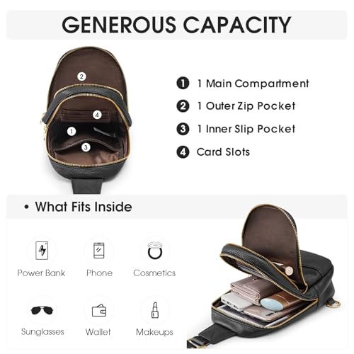 Kattee Sling Bag for Women Crossbody, Soft Leather Fanny Packs for Women, Small Crossbody Chest Bag with RFID Blocking4