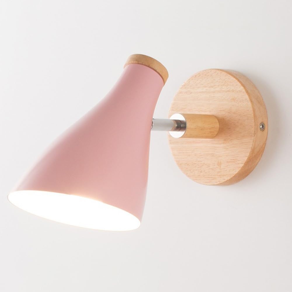 KBUUKYYXouy Indoor Illumination Wall Mounted Reading Lamp, Nordic Modern Wall Sconce Wooden Lighting Fixture E27 Socket | Scanvian Wall Lights for Bedroom Bedsid, Living Room, Hallway, Dining Room