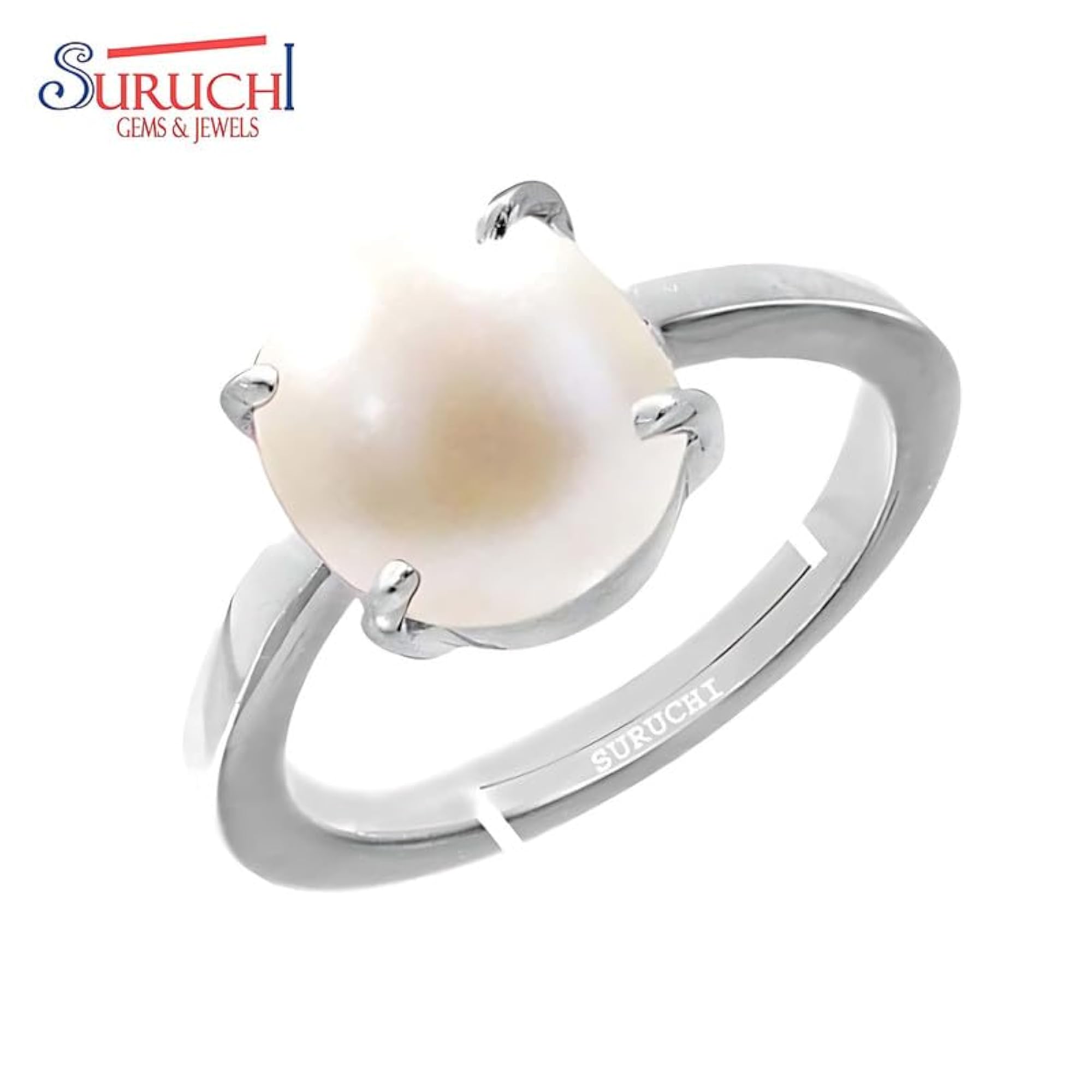 Women's Pearl 925 Sterling Silver Adjustable Ring, Astrological Gemstone