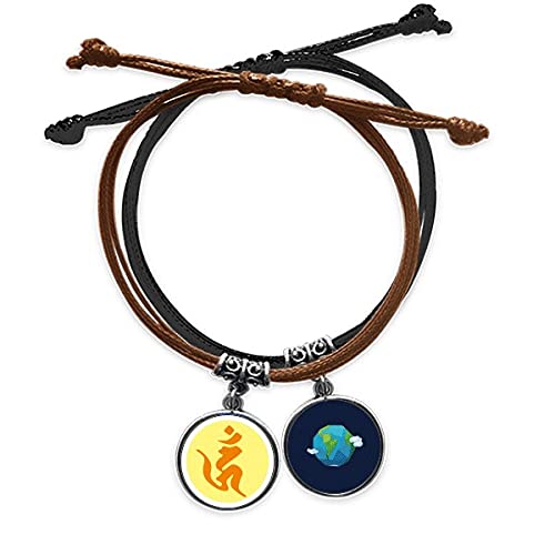 Pulsera de cuero sánscrito Hum con acabados artesanales de diseño Ronda Tierra