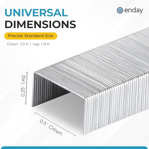 25,000 Standard Staples - 1/4 Inch Length, 210 per Strip, Jam-Free Chisel Point, Staples for Stapler, Replacement, Fits Standard Staplers, 5 Boxes of 5,000 Each, by enday