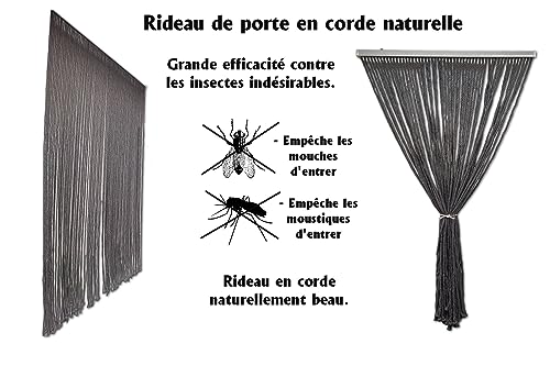Rideau de porte pour intimité de studio en coton naturel gris tressé - 5