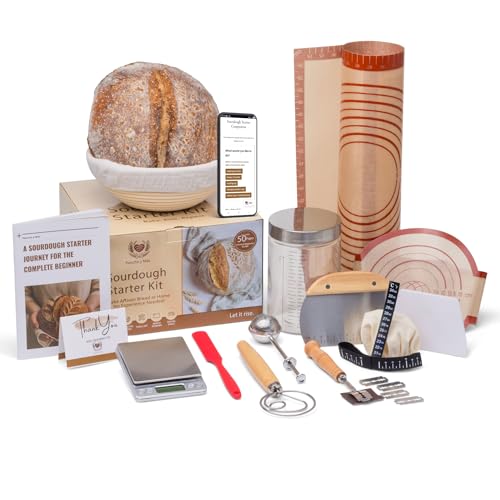 Sourdough Starter Kit with Digital Scale & 50-Page A5 Printed Guide, Banneton Basket Set for Beginners, Tools & Jar – Includes NEW Sourdough Companion App | Pancito y Más by Generic - Used condition - US$17.75