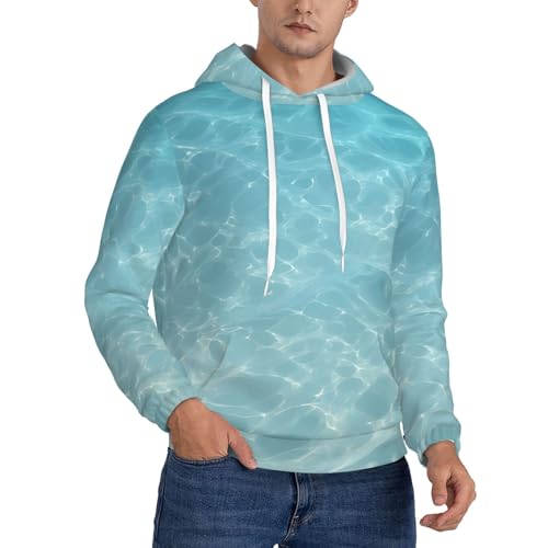 Sweat à capuche homme imprimé eau de mer sweat-shirt à manches longues et cordon pour l'hiver