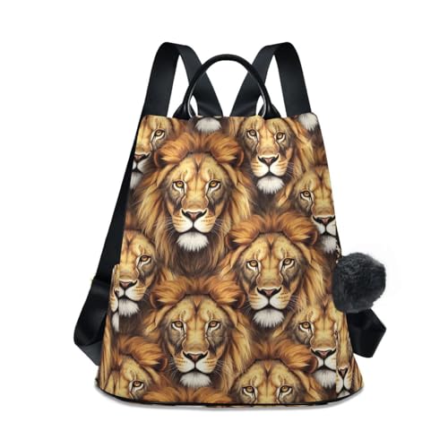 Sac à dos imprimé lions pour voyage et shopping urbain en polyester léger stylé