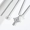 MEDWISE Celtic Cross Necklace Mens 925 Sterling Silver Viking Cross Necklace Celtic Knot Cross Pendant Celtic Viking Jewellery for Men Son Boys Fathers Day Teenager Boyfriend #4