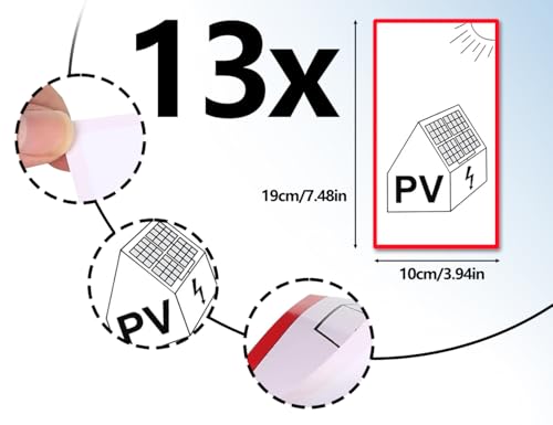 Lhbwhiz 13 Stück Aufkleber PV-Anlage,Hinweis Photovoltaik-Anlage/Battery Photovoltaik-Anlage Selbstklebend Photovoltaik Schild Folie,PV-Anlage hinweisschilder Folie(10x19cm)