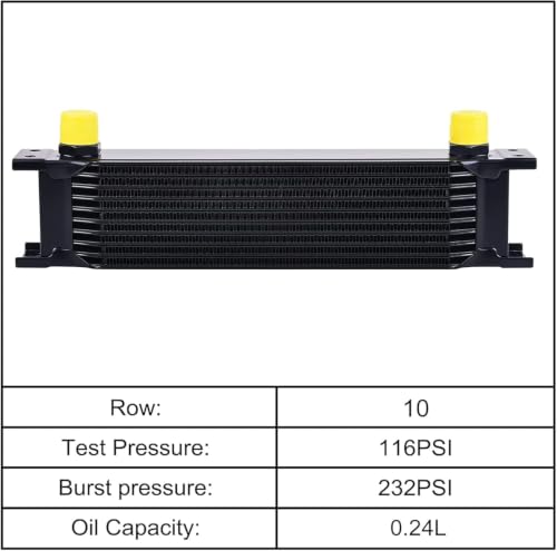 Image of EVIL ENERGY 10 Row Oil Cooler Kit, 10AN Transmission Engine Cooler British Radiator Universal Aluminium Black