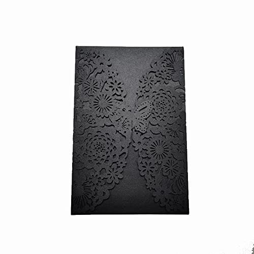 SXHRR Weihnachtskarten 25 Teile / 50 stücke Mode Schmetterling einladungen Karte Hochzeit Engagement Mariage graduacion Party einladen Lieber liefert Danke Karten (Color : Black, Größe : 25pcs)