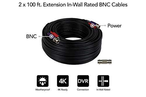 Night Owl 100 Ft. In-Wall Rated Video/Power Camera Extension Cable With Extension Adapter (2-Pack) #TOP4