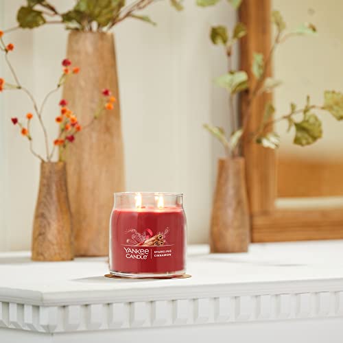 Image of Yankee Candle Sparkling Cinnamon Scented Signature 13oz Medium Jar 2-Wick Candle Over 35 Hours of Burn Time Christmas | Holiday