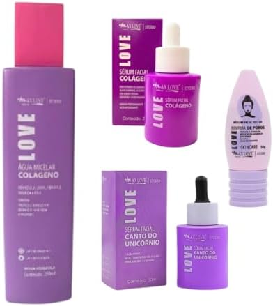 Max Love Studio Kit Facial Completo, Sérum Colágeno, Sérum Unicór...