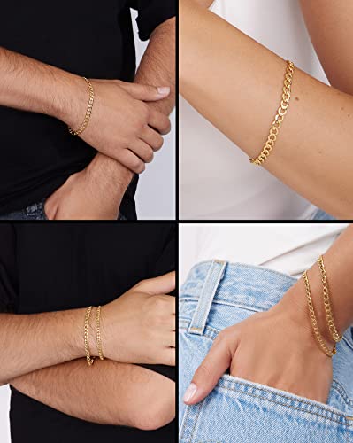 Jewelry Atelier Gold Filled Chain Bracelet Collection - 14K Solid Yellow Gold Filled Miami Cuban Curb Link Chain Bracelets for Women and Men with Different Sizes (4.5mm, 5.5mm)2