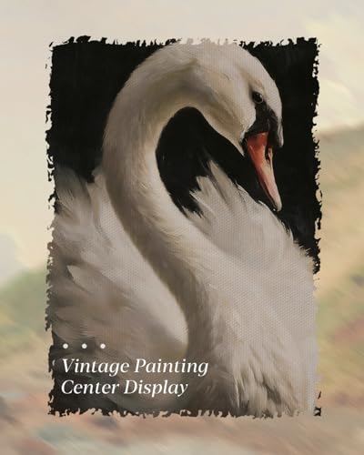 Image of HUARCEY Gold Framed Vintage Wall Art for Living Room, Animals Painting Prints Shelf Decor for Kitchen, Aesthetic Bedroom Wall Art, Best Gifts for Friends or Family - Swan Black 10L x 8W