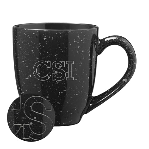 Rico Industries NCAA College of Staten Island CSI Dolphins Standard Maroon 16 oz Team Color Laser Engraved Speckled Ceramic Coffee Mug