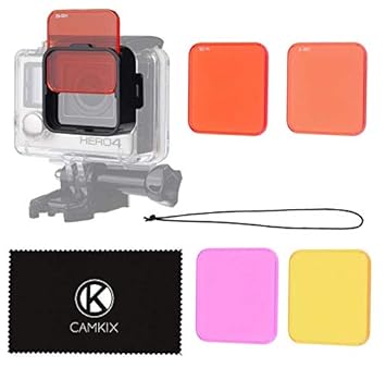 CamKix Diving Lens Filter Kit Compatible with Gopro Hero 4, Hero+, Hero and 3+ - Fits Standard Waterproof Housing - Enhances Colors for Underwater Video and Photography - Includes 5 Filters