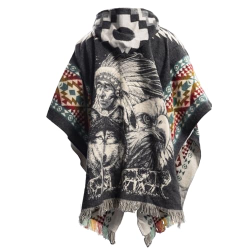 Image of Gamboa Mexican Poncho for Men - Alpaca Wool